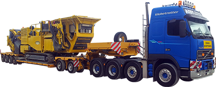 Aeby Transport Fribourg camion transport lourd semi-remorque extra-basse à six essieux