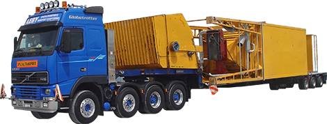 Aeby Transport Fribourg camion transport lourd semi-remorque surbaissée à trois essieux