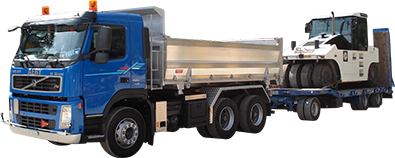 Aeby Transport Fribourg camion Spezialtransport Tiefladeanhänger