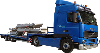 Aeby Transport Fribourg camion transports spéciaux semi-remorque surbaissé